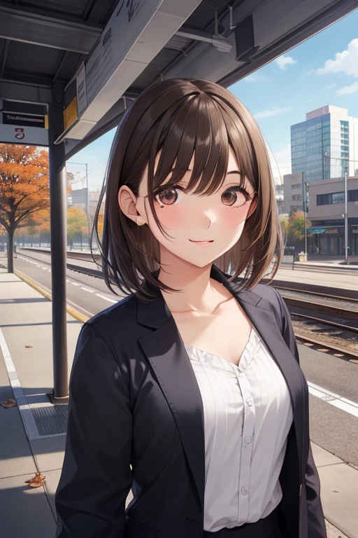 anegasaki nene、Shiny brown hair, short hair, (Beautiful brown eyes、Sparkling eyes, Fine grain)、smile、Super detailedな目、非常にDetailed face, 非常にDetailed eyes,


Japan, High resolution, Highest quality, figure,  Super detailed, (Detailed face), (Detailed eyes), Soft lighting, Highest quality, Faint glow, Dreamy atmosphere, Super detailed, masterpiece, 
One girl, alone,  knit,  Medium chest, (colorful), Cowboy Shot,  Outdoor, morning, cloud, Skyscrapers in the background, industrial use, public transport, Urban, concrete buildings, concrete, Sidewalk, busy, wood, autumn, Fallen leaves,
