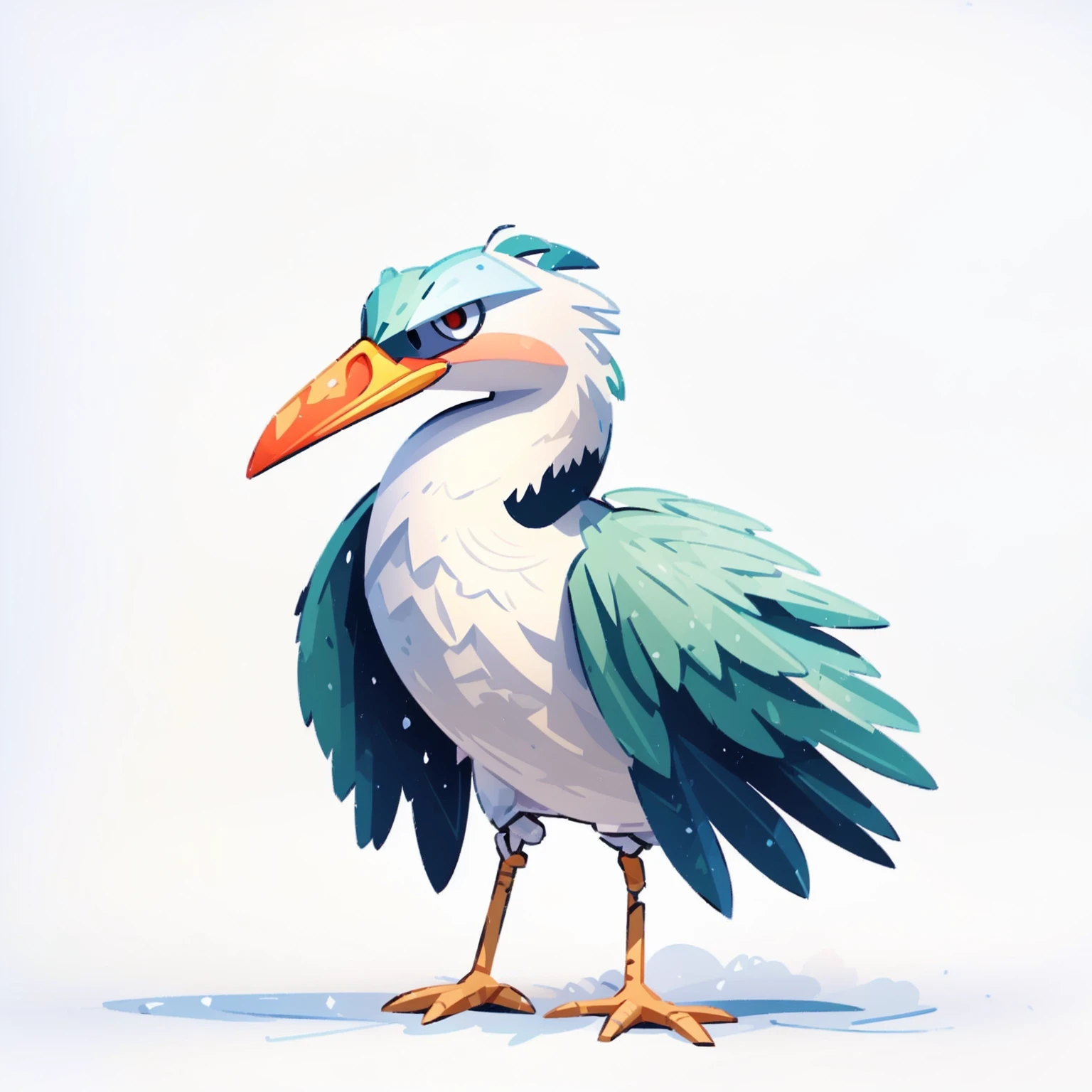 a surreal bird perched on a white surface, surreal bird, anthropomorphic bird, stylized 3D render, stylized 2D, highly detailed colorful low poly art, fantasy duck concept portrait, cgsociety bird, stylized 2D render, 2D render style, 2D illustration