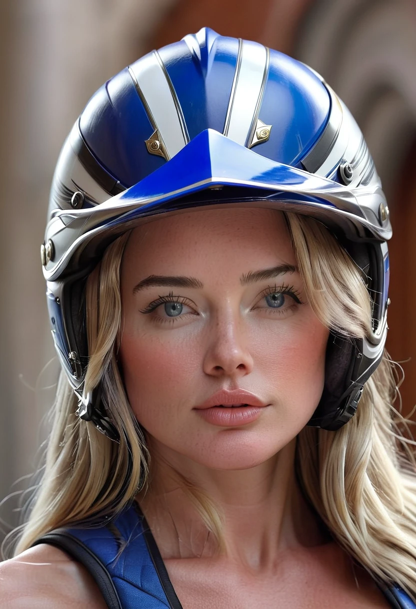 A BEAUTIFUL WOMAN WITH A VERY DETAILED SCULPTURED BODY WITH DETAILED MUSCLES AND DETAILED PARTS, A WORK OF ART, WITH A OVERALL THAT SHOWS HER PUSSY LIPS, BIG TITS, SOLO, WITH A HELMET THAT SHOWS HER FACE, OVERALL TIGHT ON THE BODY