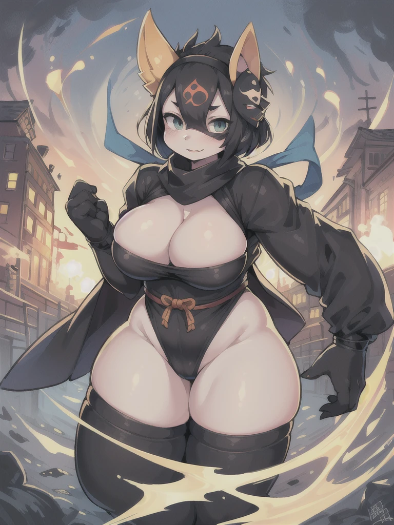 Highest quality, 8k, (One girl:1.3),(((Big Tits:1.1))), (Colorful illustrations:1.4), (masterpiece, Highest quality, Highest quality, Official Art), Very detailed, Most detailed, (Super detailed), ((Very delicate and beautiful)), ((Shinobi costume)), ((Ninja)), (Black mask on mouth), (Red scarf), ((I don't want)), ((Thighs))