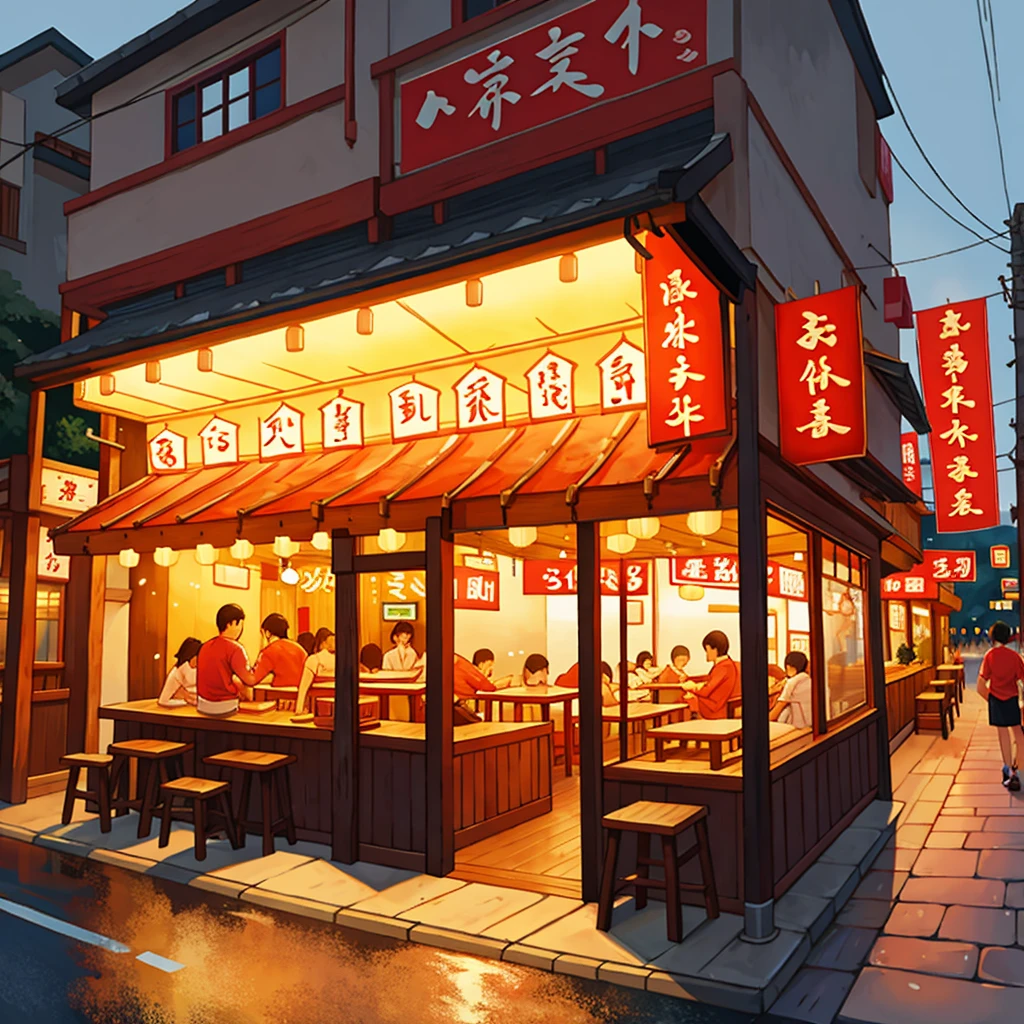 Noodle restaurant at night