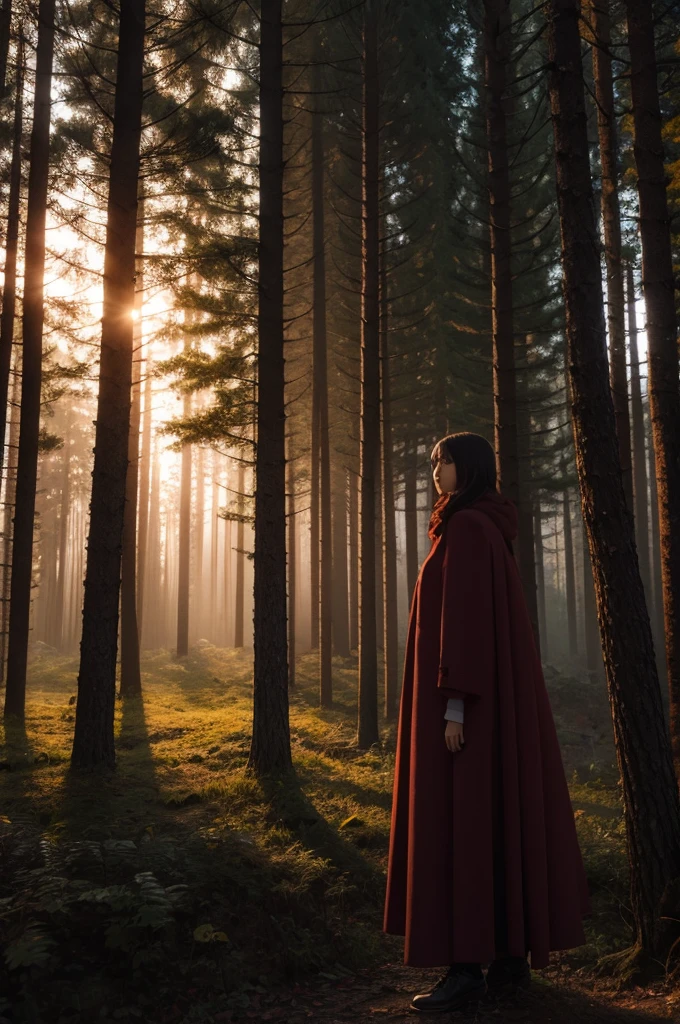 dark forest, linda, with red light.