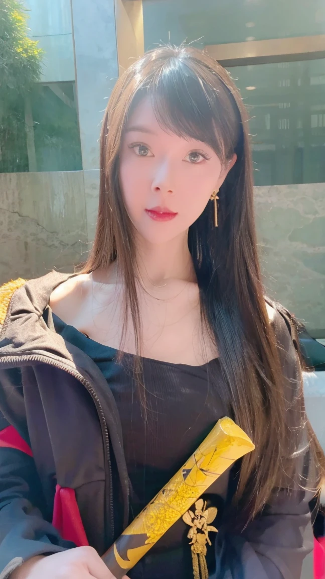 a princess wearing black and gold samurai armor, holding a staff and a long katana, with glass-like yellow eyes and long golden hair, fighting many monsters, epic landscape, detailed face and features, dramatic lighting, cinematic composition, vibrant colors, fantasy art, digital painting, unreal engine, highly detailed, 8k, photorealistic