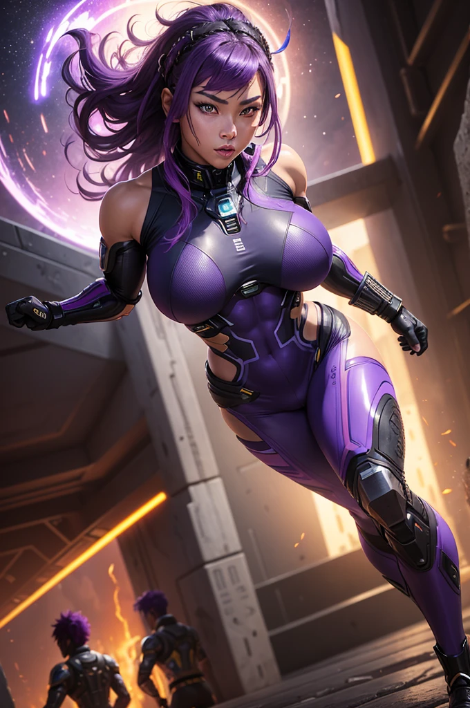 1 girl, ig model, taimanin, ninja, igawa asagi, asagi, bodysuit, action pose, lewd face, sexy, cleavage, armpits, large breasts, wide hips, thick thighs, muscles, abs, realistic, ray traced, desert, sand, night, stars, moon, clouds
