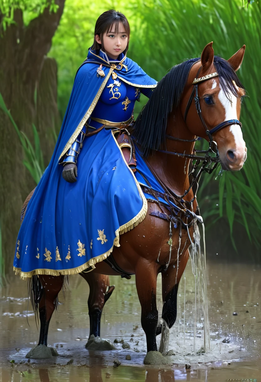 (((masterpiece))),(((Highest quality))),((Tabletop:1.4, Highest quality)), (Realな写真:1.4), in the muddy river,dirty swamp,horse ridden by girl fall over swamp,Sweaty girl,
((1 cute girl knight)),rodeo,horse standing,Surprised face,stumble,aggressive,slouch,horse standing, prancing horse in pitfall,cute,Napoléon horse sliped in pitfall,in the pitfall,Uplifting,Knight Princess,
(超High resolution:1.2),, wonderful, Very detailed CG Unity 8k wallpaper, Very detailed, High resolution,fat horse ridden by japanese girl,Double,Royal blue armor and cape,Soaking in the swamp,Mud Splash,
Soft Light, Beautiful detailed girl, Droopy eyes,Very detailedな目と顔, Beautiful and exquisite nose, Beautiful and exquisite, horse ridden by a girl can't stand up because its drowned in the sticky muddy pitfall:10.0 ,Displeased face:4.0,Real,Stir,Anatomically correct,action horse riding scene while struggle fighting