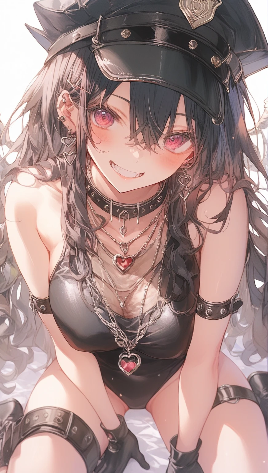(Masterpiece: 1. 2, top quality), (live action, elaborate detail), (anatomically correct), (one girl, small breasts, open eyes, scary atmosphere, gothic lolita outfit, distorted expression, evil smile, bloody eyes, blood splatter, full body, twin tails, black hair, (dark circles under eyes), white, morbid, crazy eyes, ( grin), dramatic makeup, mixed media art, white background