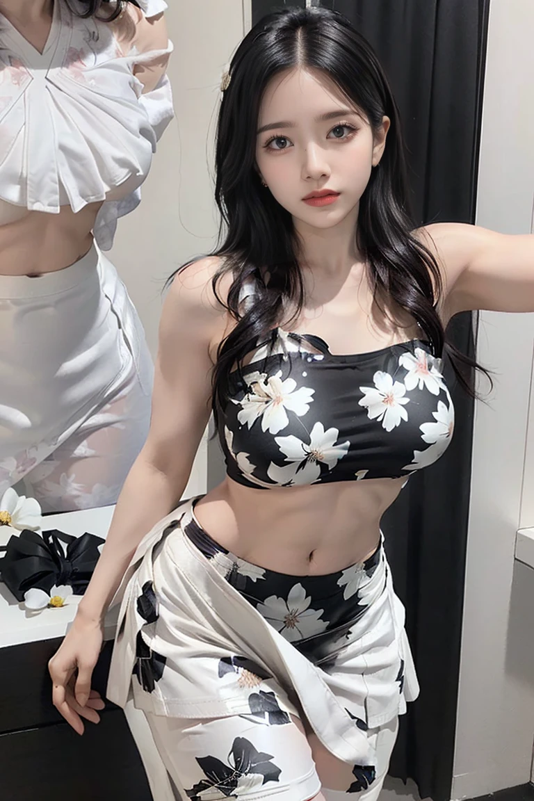 (1 young man), (1 asian Mom), (Duet), A mom seduces a young blackman,(strong and naked black man,short pants,muscle body,bodybuilder),(a young mom with big breasts,narrow waist,bare shoulders,(white long skirt dressed, transparent black pantyhose, floral print, naked), European 40 year old milfs and th1 young black man r, best quality:1.4), (Ultra-high resolution:1.2), (8K, RAW photos:1.2), Laurena Lexis, (1 Mom, 1 son), Moms showing off their curves, bend down, Wearing sexy clothes and shorts, and their young son, Clear eyes, A mother and her young son