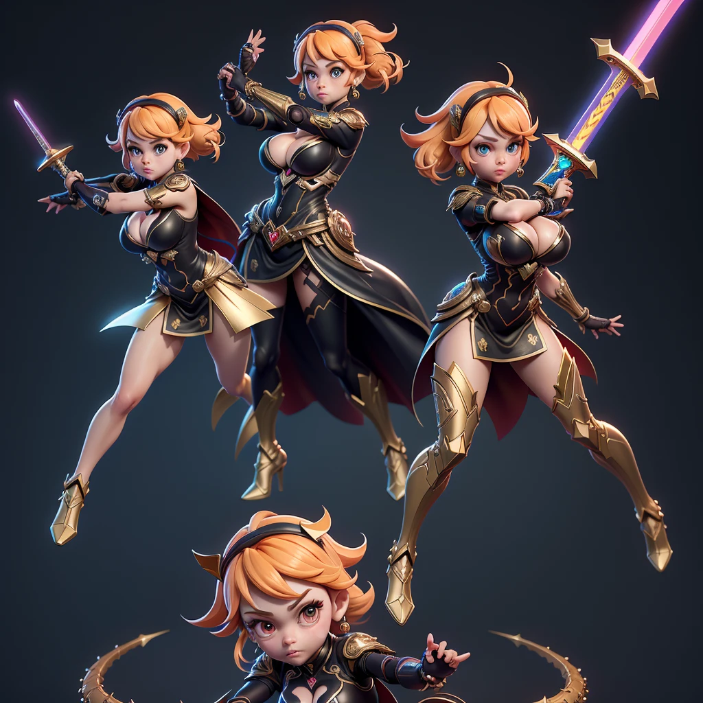 mini dragon, 独奏, ray tracing, 3D style, 3DMM, (3 poses per photo), fully body, (bodysuit branco),(dark dress), over all view,((3 poses per photo)), over all view, Hearts of the Kingdom style clothes,((3 poses in each photo)), over all view, Metroid, ((with futuristic sword)),Ultra-realistic skin, (big tits),((huge cleavage on the breasts)),((incredible look)),((impressive details)),((stellar blade))