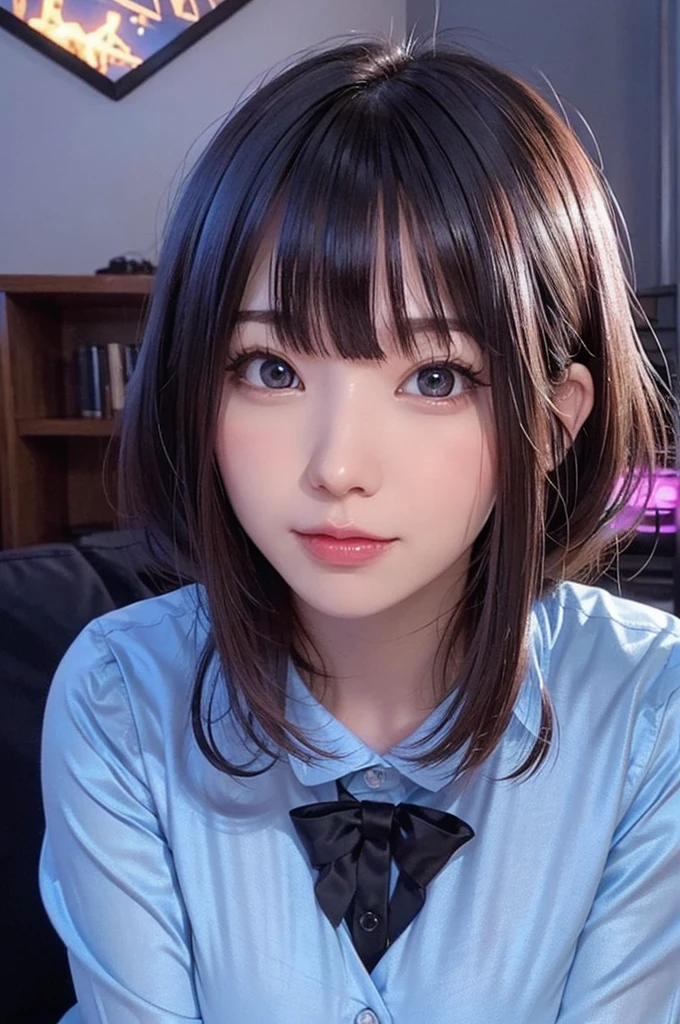 Best Quality,4K,8K,hight resolution,masutepiece:1.2,Ultra-detailed,Physically-based rendering,Professional,Vivid colors,surrealism,cat animation,Illustration,neon light,colored fur,Smoke,night scene,Bright eyes,mischievous expression,Curly beard,playful tail,wonderland landscape,dreamy ambiance,Shining stars,An enchanted forest,Purple and blue color palette,Ethereal lighting, Black long hair