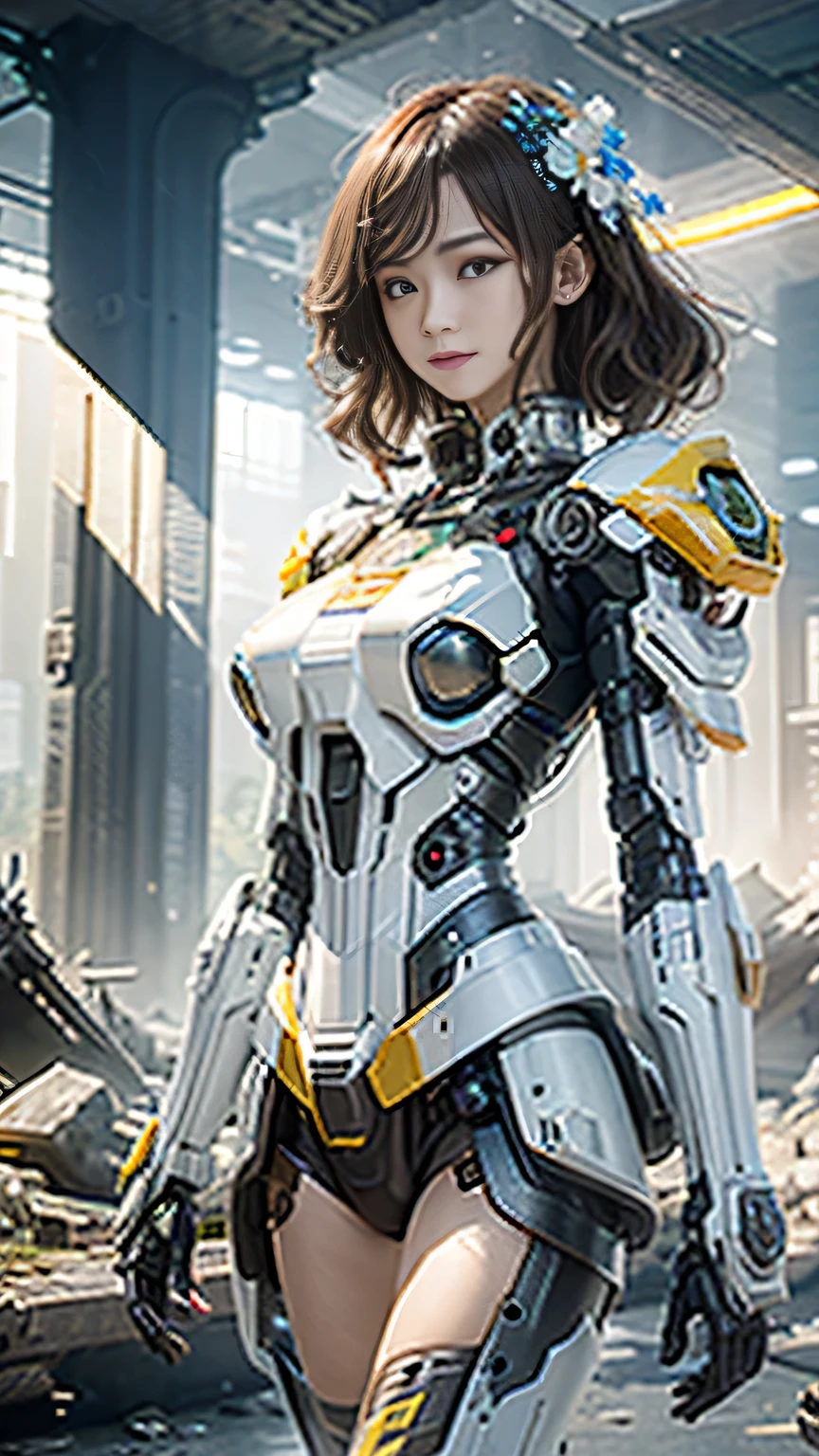 ((Best quality)), ((masterpiece)), (highly detailed:1.3), 3D,Shitu-mecha, beautiful cyberpunk women with her mecha in the ruins of city from a forgoten war, ancient technology,HDR (High Dynamic Range),Ray Tracing,NVIDIA RTX,Super-Resolution,Unreal 5,Subsurface scattering,PBR Texturing,Post-processing,Anisotropic Filtering,Depth-of-field,Maximum clarity and sharpness,Multi-layered textures,Albedo and Specular maps,Surface shading,Accurate simulation of light-material interaction,Perfect proportions,Octane Render,Two-tone lighting,Low ISO,White balance,Rule of thirds,Wide aperature,8K RAW,Efficient Sub-Pixel,sub-pixel convolution,luminescent particles,light scattering,Tyndall effect