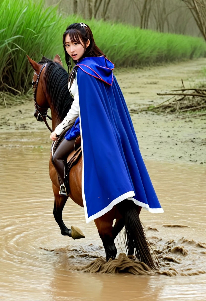 stuck in mud,(((masterpiece))),(((Highest quality))),((Tabletop:1.4, Highest quality)), (Realな写真:1.4), in the muddy river,dirty swamp,horse ridden by girl fall over sticky swamp,Sweaty girl,
((1 cute girl knight)),rodeo,horse standing,Surprised face,stumble,aggressive,slouch,horse standing, prancing horse in pitfall,cute,Napoléon horse sliped in pitfall,in the pitfall,Uplifting,Knight Princess,
(超High resolution:1.2),, wonderful, Very detailed CG Unity 8k wallpaper, Very detailed, High resolution,fat horse ridden by japanese girl,Double,Royal blue armor and short cloak,Soaking in the swamp,Mud Splash,
Soft Light, Beautiful detailed girl, Droopy eyes,Very detailedな目と顔, Beautiful and exquisite nose, Beautiful and exquisite, horse ridden by a girl can't stand up because its drowned in the sticky muddy pitfall:10.0 ,Displeased face:4.0,Real,Stir,Anatomically correct,action horse riding scene while struggle fighting