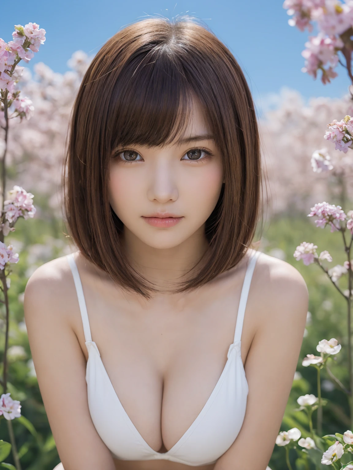 One Girl, (beautiful girl, Delicate girl:1.3), (:1.3),
break, (Medieval Armor:1.2),
break, (Flower Field background:1.2),
break, Very beautiful eyes, (Symmetrical eyes:1.3),
break, (Big Breasts:1.3), Brown eyes, Parted bangs, Brown bob cut hair, Round face, cute,
break, (Eye and facial details:1.0),
break, (masterpiece, Highest quality, Very detailed, Detailed face, 8k)