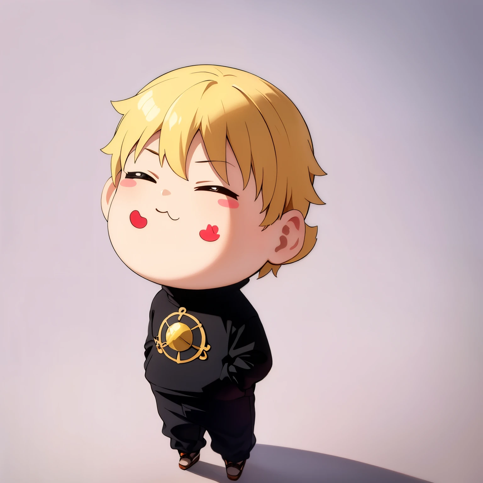 masterpiece, best quality, 1boy, tiny, sticker,background minimal, full body, anime style, cartoon, funny