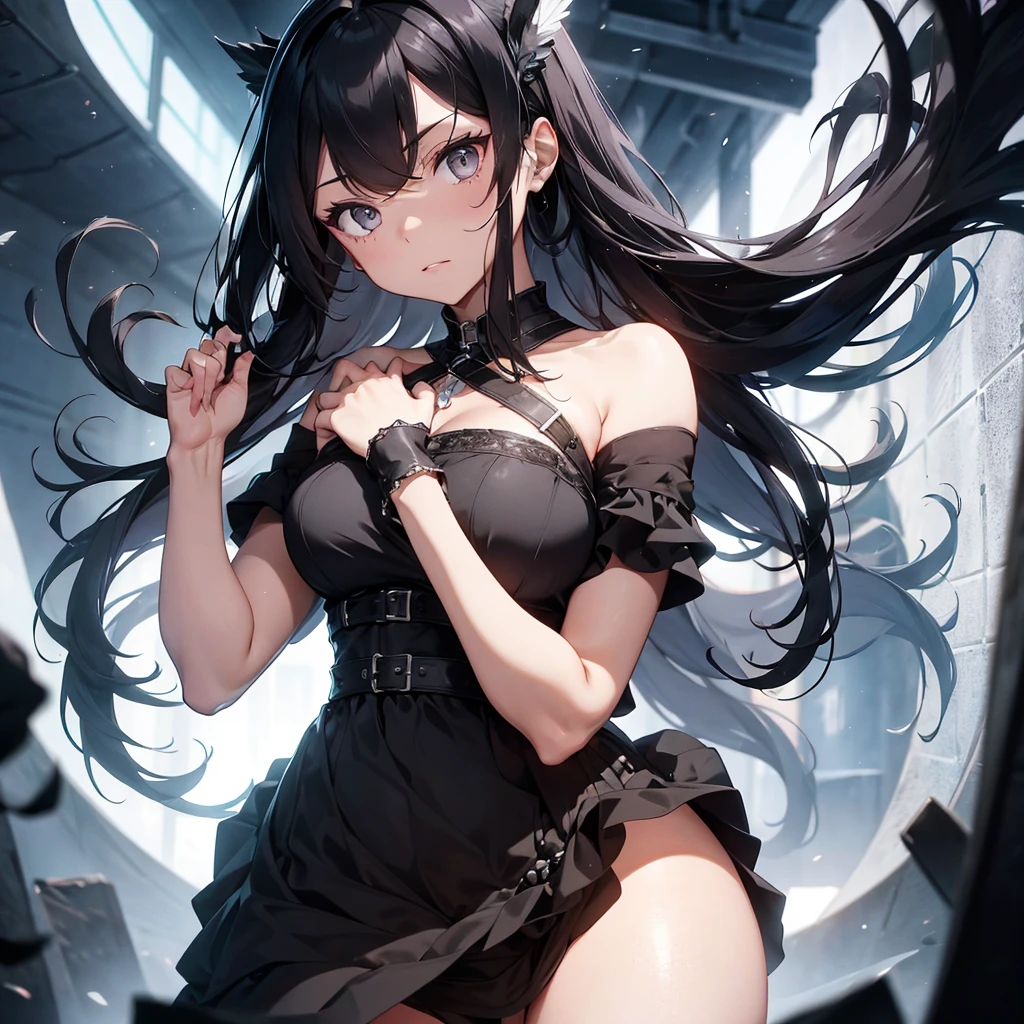 Physicist: Octavia is tall and imposing, with black hair that cascades down her back. Your gray eyes are piercing, always watching everything around.
badass clothing: She wears a black velvet dress, adorned with pearls and raven feathers. A silver mask covers half the face, leaving only the eyes showing.
Anatomi: her shoulders are broad, and your hands are strong. She has a discreet tattoo on her right wrist, a chimeric symbol representing duality.