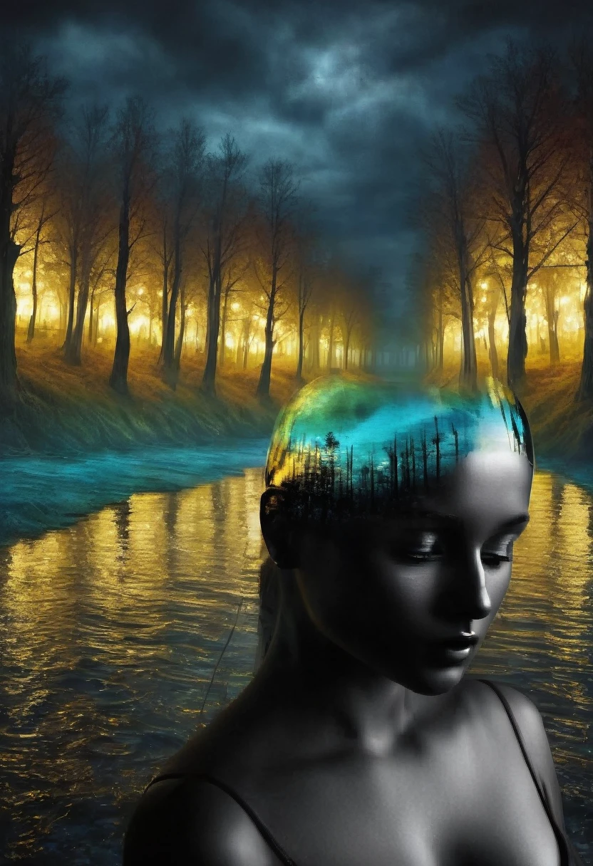 my fears seen from my soul are different my fears look sad and desolate ,the image looks very real, impressive colors 16k light of nostalgia dark and sad atmosphere depth of field 24k composition photography volume in shadows communicate idea unique piece work of art spectacular lighting