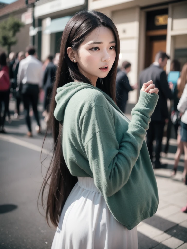 (head of&#39;artwork, best quality), ( kpop, Belle fille obese),  PAUSE rich, sweatshirt à capuche, obesity +++, bbwchan, big sale fat and round under the sweater, big fat arm, chubby face