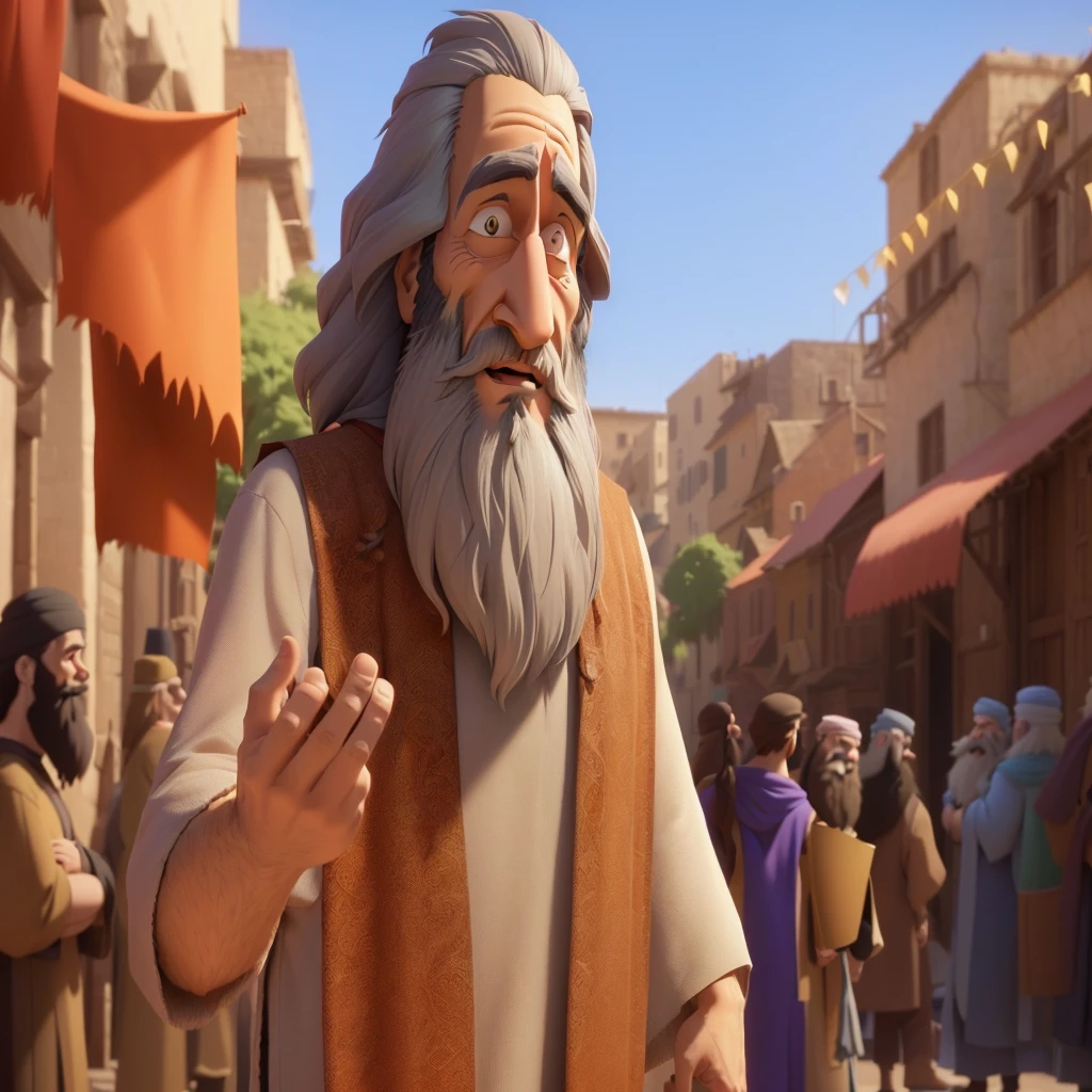 cropped image of a man with a long beard and beard, animated film, nicodemus, still excited, animated film still, animation still, moisés, 3 d animated film, filme de animation still, animated film still, animation still screencap, one still happy, animated film scene, animated film, detailed scene, rendered in blender