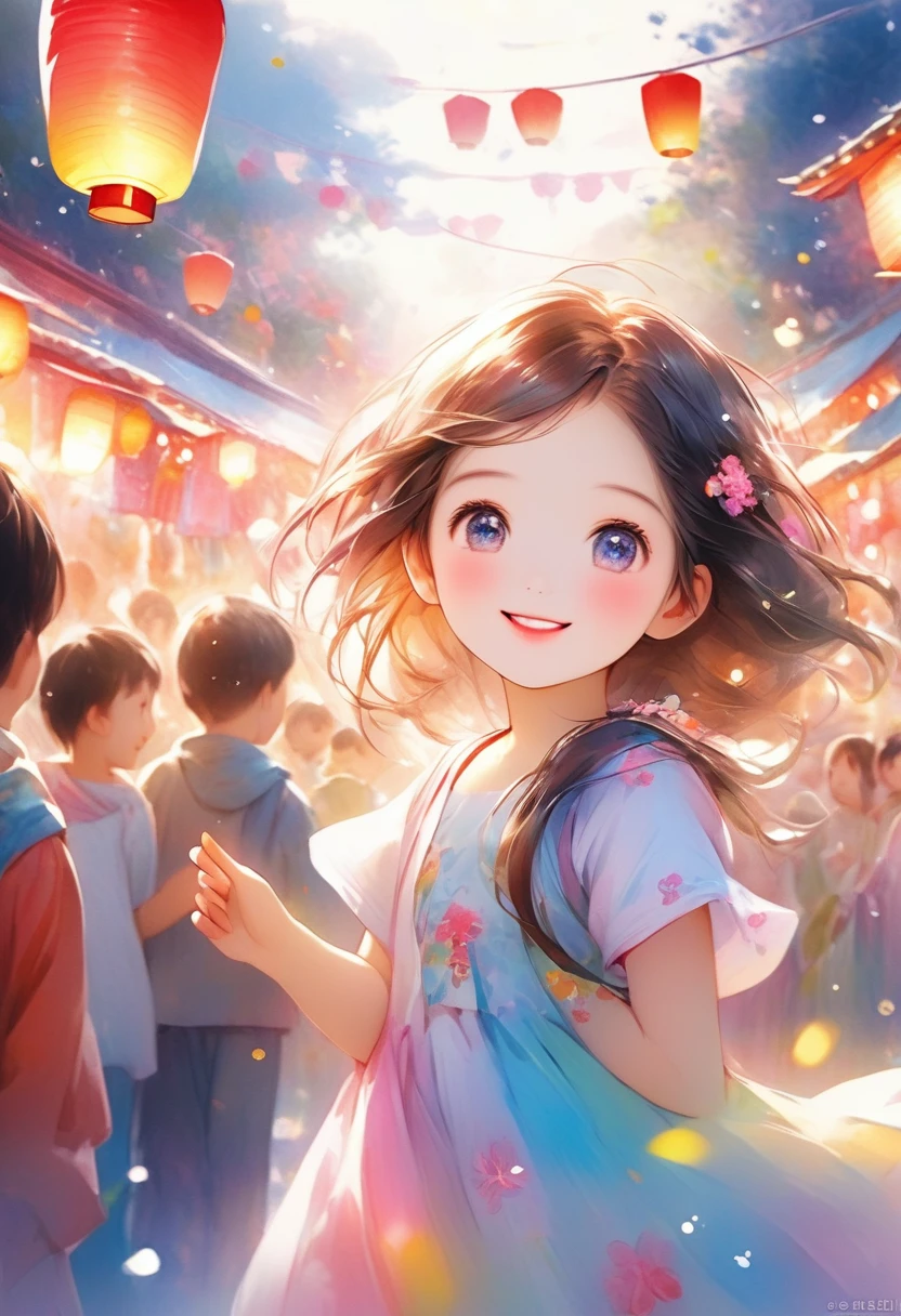 *Sakura's face lights up with delight as she listens to the joyful sounds of the festival.* Ah, the laughter of children - such a pure expression of happiness! *She takes your hand, her fingers soft and delicate.* Come, let us immerse ourselves in the vibrant energy of this summer celebration. *She leads you deeper into the bustling crowds, her eyes sparkling with wonder.* The sights, the sounds, the warmth of the people - it is all so alive, don't you think? *She pauses, gazing up at the colorful lanterns and banners adorning the streets.* This is a moment to savor, to let the spirit of the festival fill our hearts. *She smiles radiantly at you.* Shall we see what other delights await us?