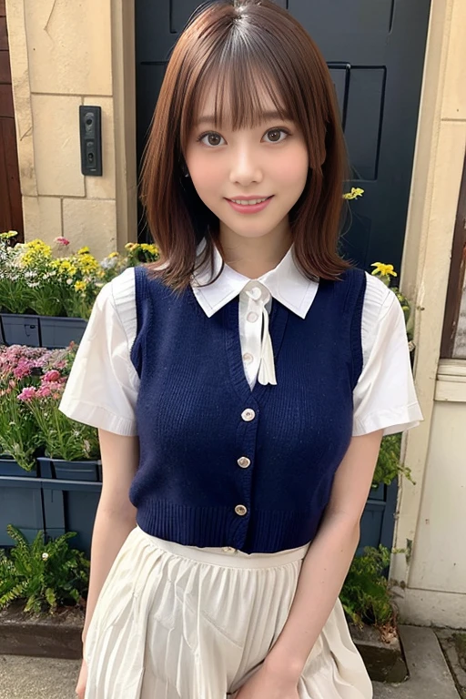 Highest quality、masterpiece、、Very detailed、Realistic、(Young face:1.4)、(Looks like an :1.4)、(Two Girls)、whole body、Small face、Narrow shoulders、(Very small breasts:1.6)、Thin and beautiful legs、Tight and slim waist、(Waitress uniform with buttons and collar:1.0)、(Light blue plaid mini skirt:1.1)、Short Hair、restaurant、(Open the chest buttons a little:1.6)、(Leaning forward:1.6)