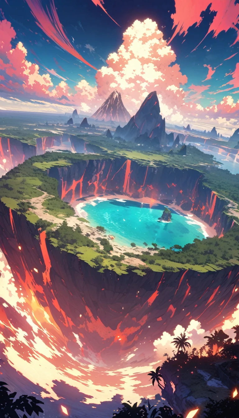 Mysterious Island，High Saturation，CG Art， Makoto Shinkai&#39;s photo, pure, Concept Art, Lofi Art style，Shinkai Makoto animation art style, Lofi Art, Beautiful anime scene, Anime Landscape, Detailed scenery, Makoto Shinkai&#39;s style, Makoto Shinkai&#39;s style, Enhance Details