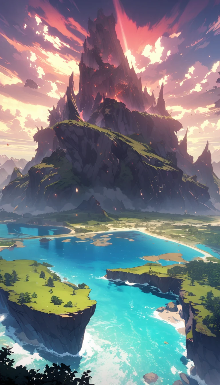 Mysterious Island,High Saturation,CG Art, Makoto Shinkai's photo, pure, Concept Art, Lofi Art style,Shinkai Makoto animation art style, Lofi Art, Beautiful anime scene, Anime Landscape, Detailed scenery, Makoto Shinkai's style, Makoto Shinkai's style, Enhance Details