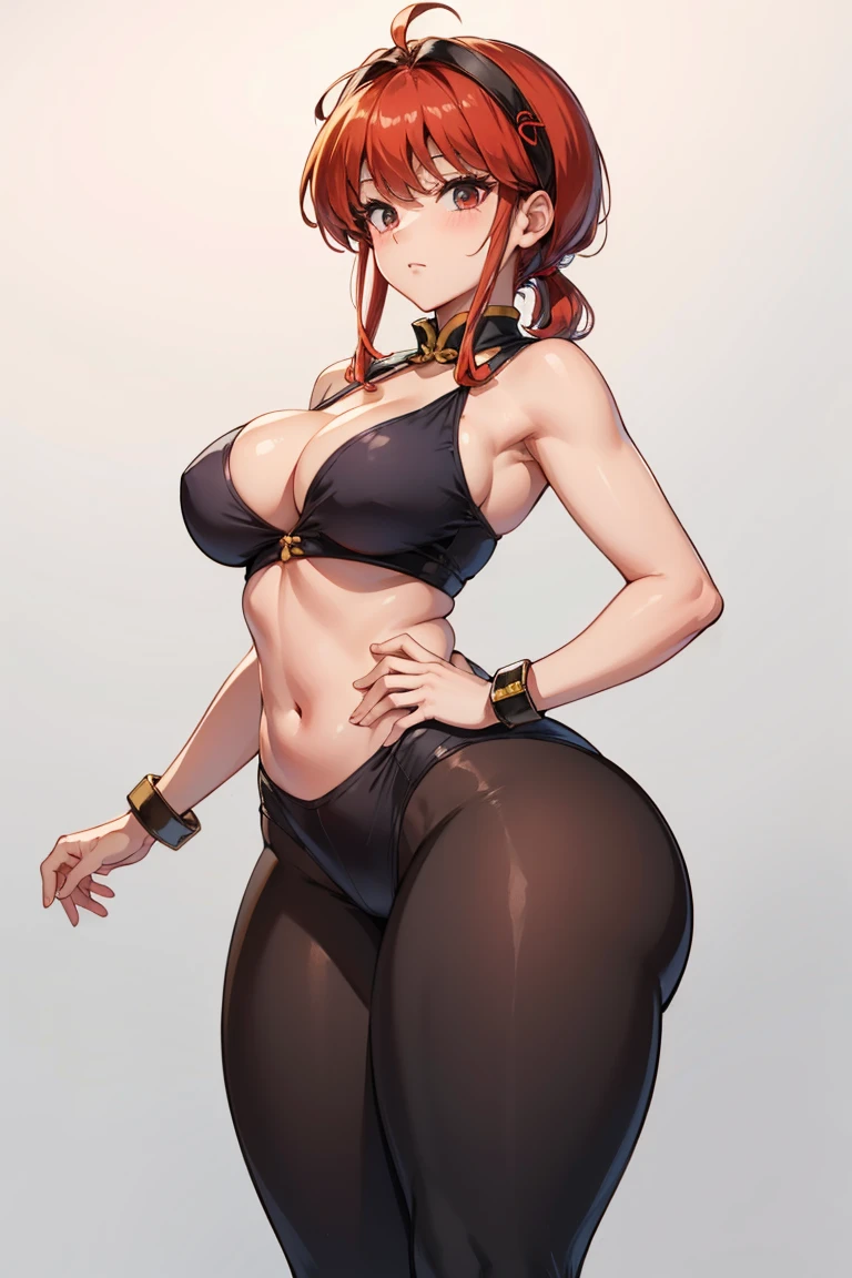 Ranma Saotome, redhead, ranma Chan, 1girl, Slim thick, thick thighs, medium breast