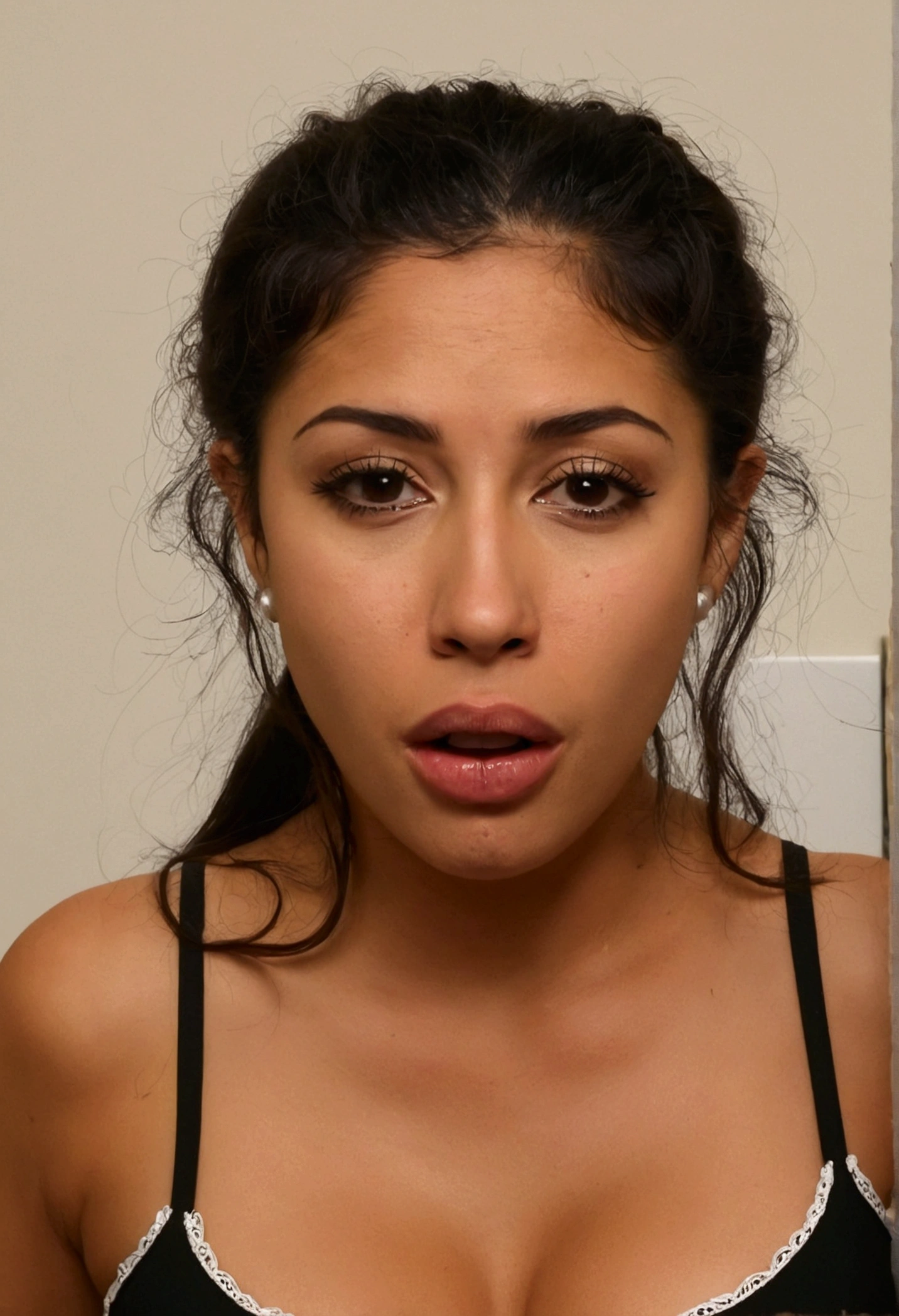 Cute Latina, rough throat fuck, hard sloppy blowjob