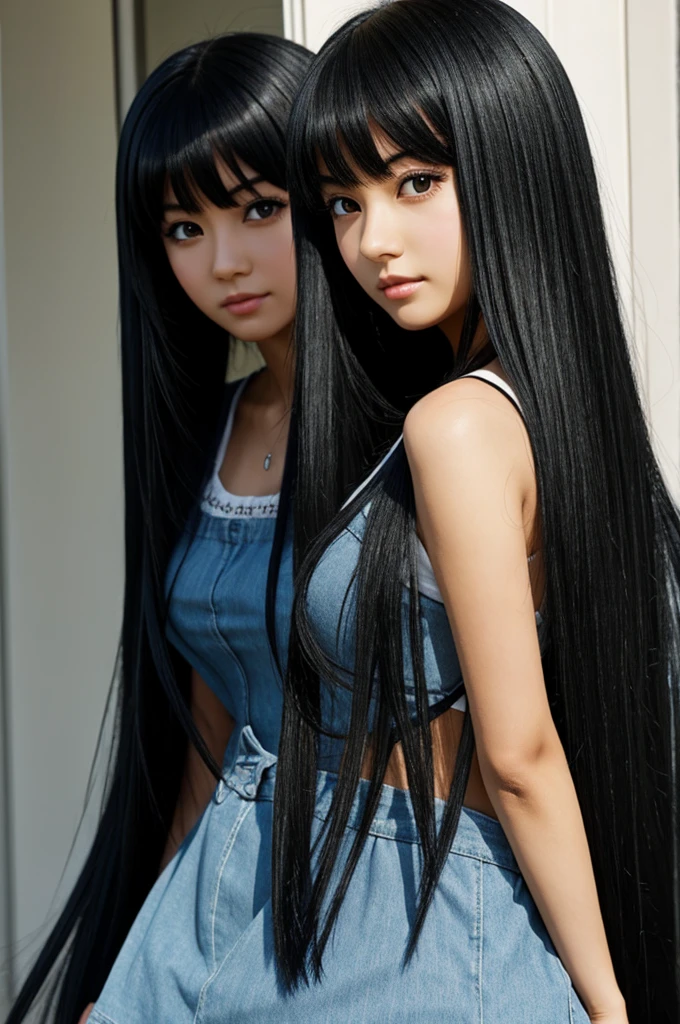 Long black hair anime girl