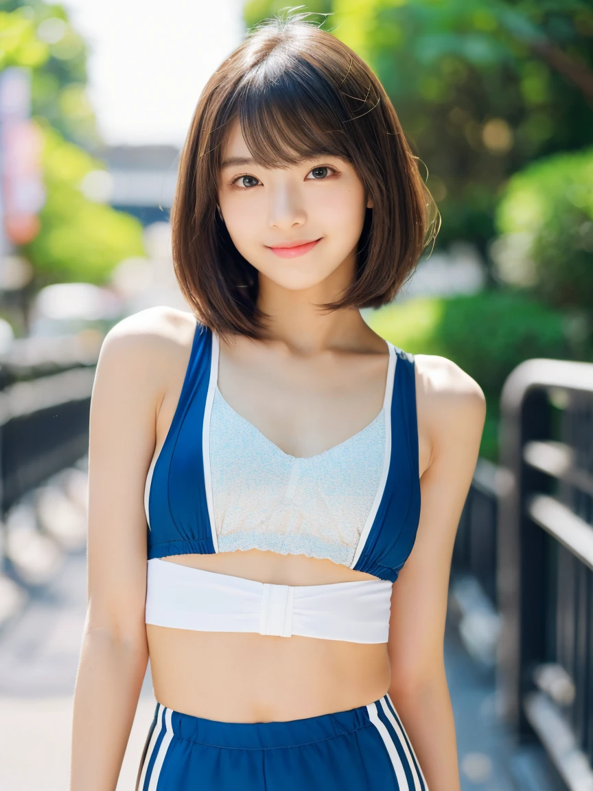 cyborg, Android、((((Highest)So cute)))、（Chest opening）、((((Small Tits))))、 (8k), (Highest品質:1.4), (Hmph:1.2), (Realistic:1.3), (RAW Photos), (One Girl), slender、((((short hair))))、（whole body）、((((Bloomers))))、（((((Gym suit))))）、(((small, Flat Chest:1.4)))、(Ultra-high resolution), (Detailed face), Flawless, beautiful and cute face, (Thin Hair), Beautiful Hair, bangs, (Symmetrical eyes:1.2), (fine grain), (Detailed skin), Realistic Skin, Glowing Skin, Ultra-high resolution, (Slim figure), (supermodel figures), A kind smile:1.2, (A very beautiful and cute girl with a gentle expression, Typical of Japan.),18-year-old,