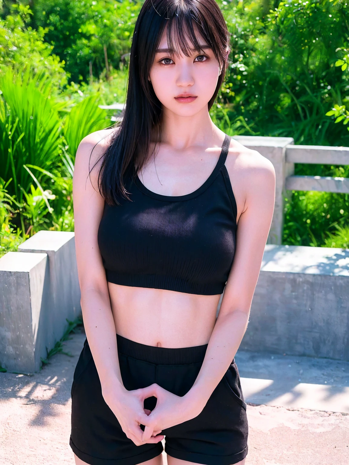 Highest quality, masterpiece, expensive_resolution, One girl, On the body, Tyndall effect, photographのようにリアル,, Rim Light, Two-tone lighting, (expensive detailed skin:1.2), 8K Ultra HD, Digital SLR, Soft lighting, expensive quality, Volumetric lighting, Frank, photograph, expensive resolutionolution, 4K, 8k,Ultra high definition,Medium chest,Black Hair,Bangs,Pale skin,Short sleeve,Summer Festival,smile.Leg spread,Spread your legs,Smile,Laughter