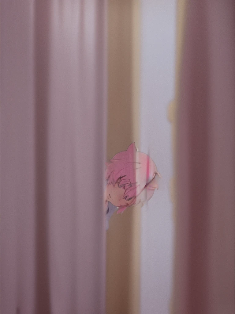 Yuno Gasai wearing a , close up, standing, casual, smiling softly, blushes, shy, white background