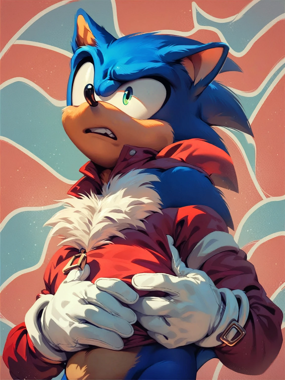 score_9, score_8_up, score_7_up, detailed background, anthro sonic, male, shrugging, confused