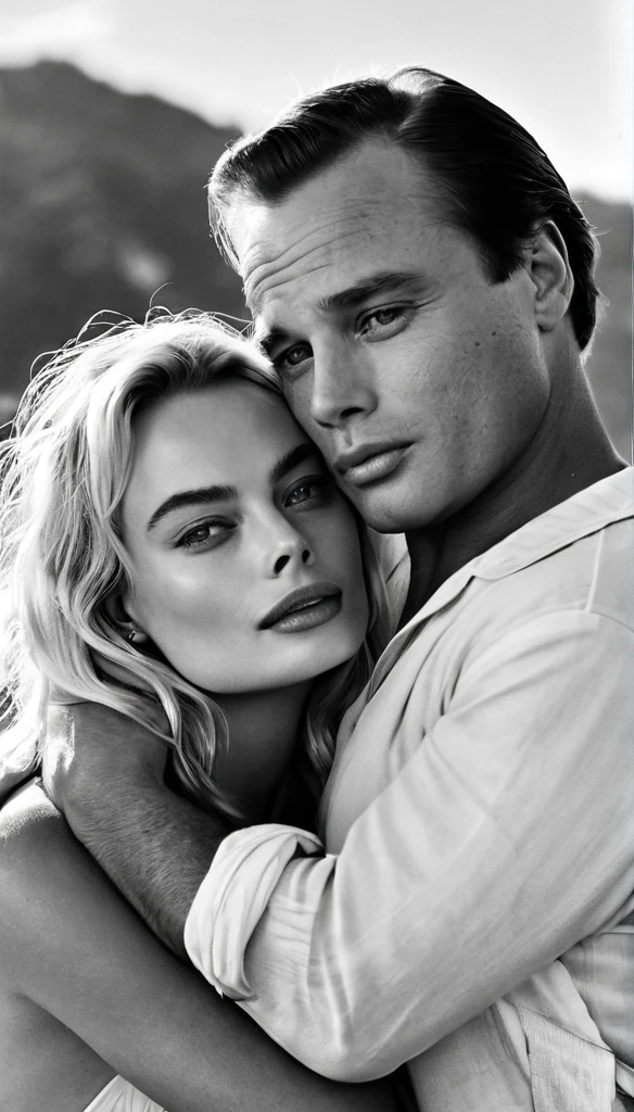 Actress Margot Robbie and Actor Marlon Brando as a couple