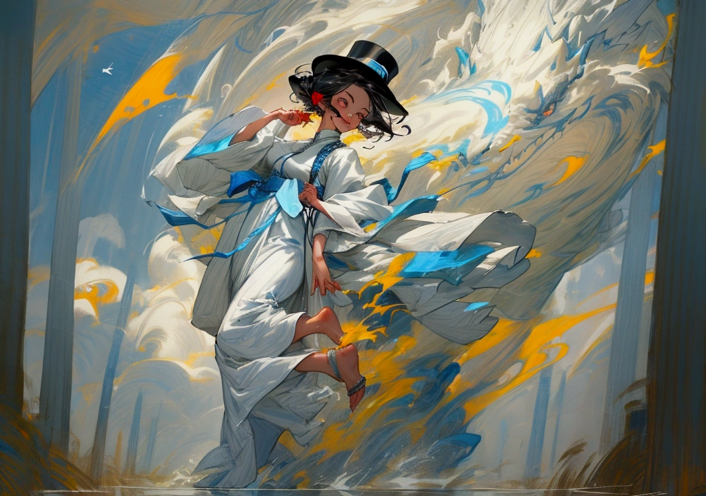 There are paintings of women wearing dresses and top hats., wind shaman!, The 13th Doctor resurrects, windy day, Inspiration from Richard Doyle, Anime girl is running., The weather is windy., The wind is blowing, cold storm wind, Female protagonist 👀 :8, , during a storm, fan art, The wind is blowing and hair flowing splash art เติมก้อนหินไว้ตรงข้างๆทั้งซ้ายและขวา มีฉากหลังเป็นป่าและท้องฟ้า
