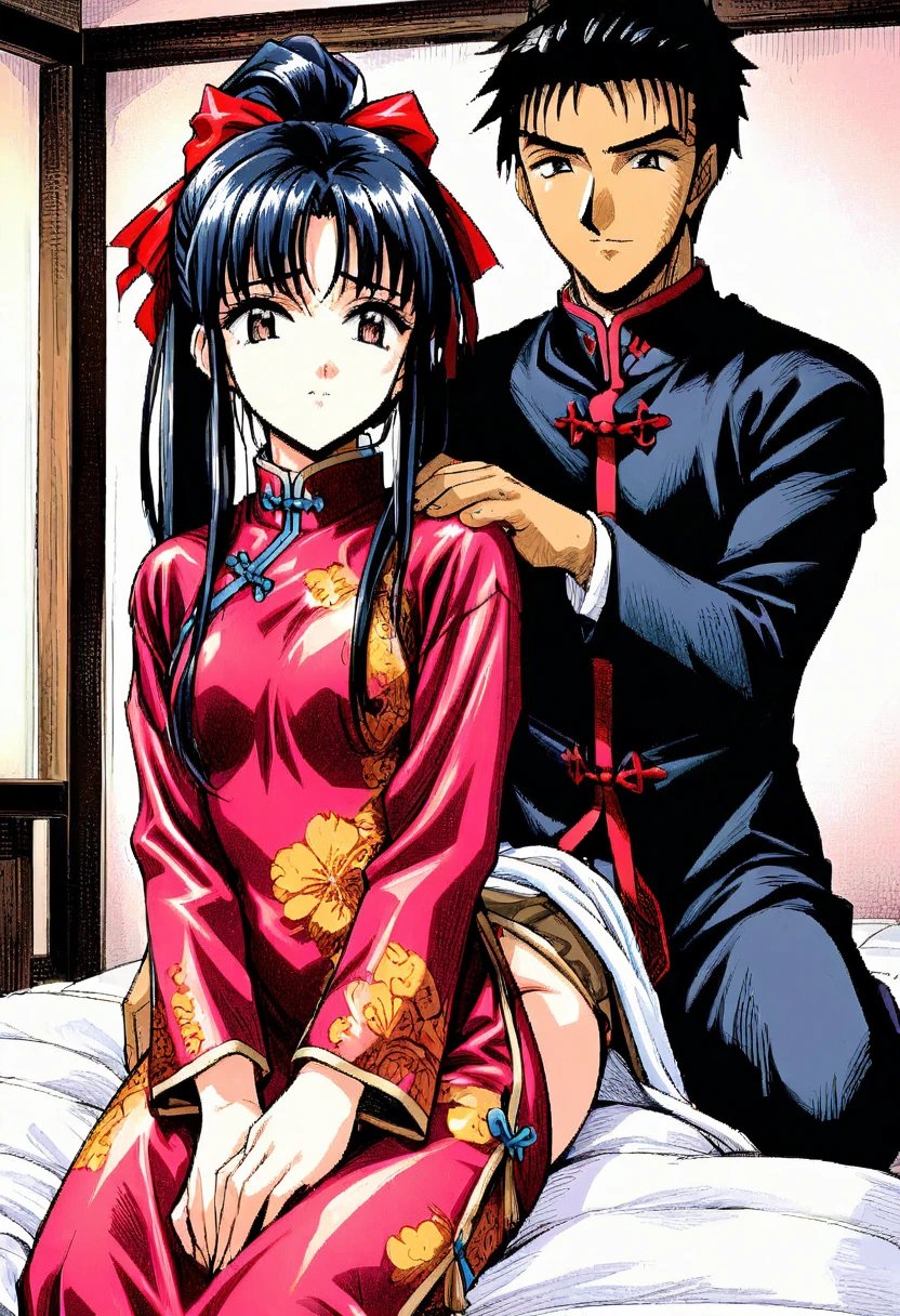 Beautiful girl Jinguji Sakura in long sleeve Chinese dress(1 person) I was raped on the futon and my virginity was taken.