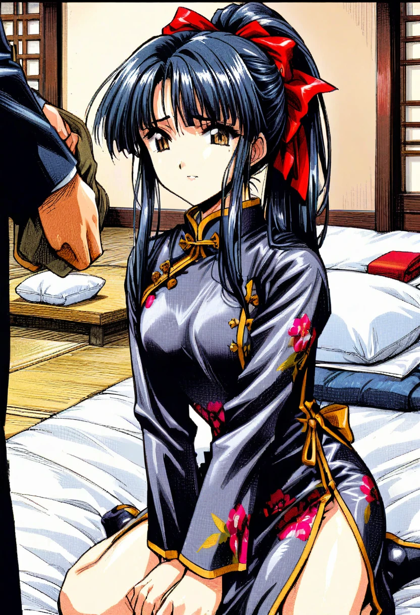 Beautiful girl Jinguji Sakura in long sleeve Chinese dress(1 person) I was raped on the futon and my virginity was taken.