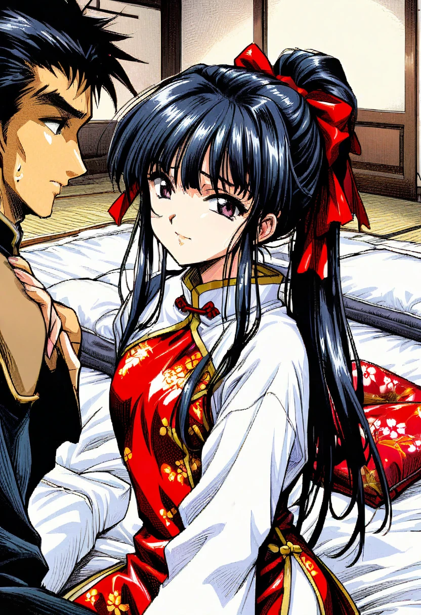 Beautiful girl Jinguji Sakura in long sleeve Chinese dress(1 person) I was raped on the futon and my virginity was taken.