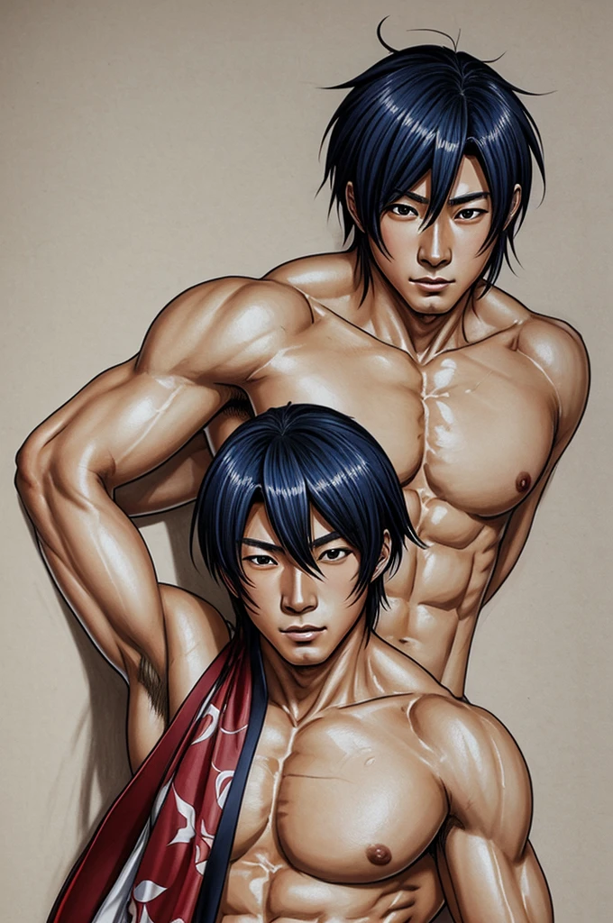 Ayaka from the game genshin impact, making a face and an erotic pose while his body is covered in sweat. realistic anime drawing style