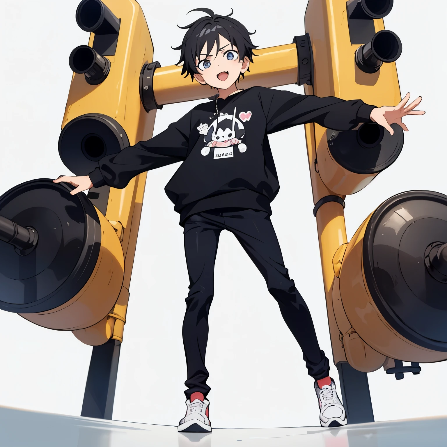 masterpiece, best quality, 1boy, tiny, sticker,background minimal, full body, anime style, cartoon, funny