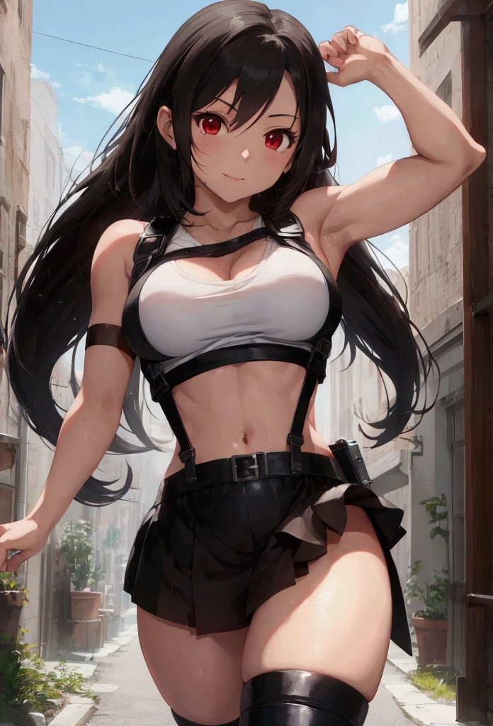 tifa from final fantasy doing high kick