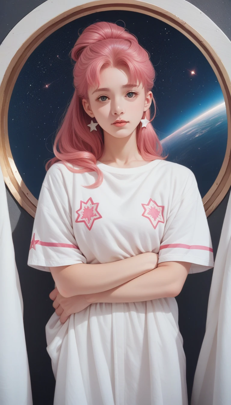 score_9_up, score_8_up, score_7_up, score_6_up,1 Girl, Star Mage, pink hair maria chiquina, Space comets,