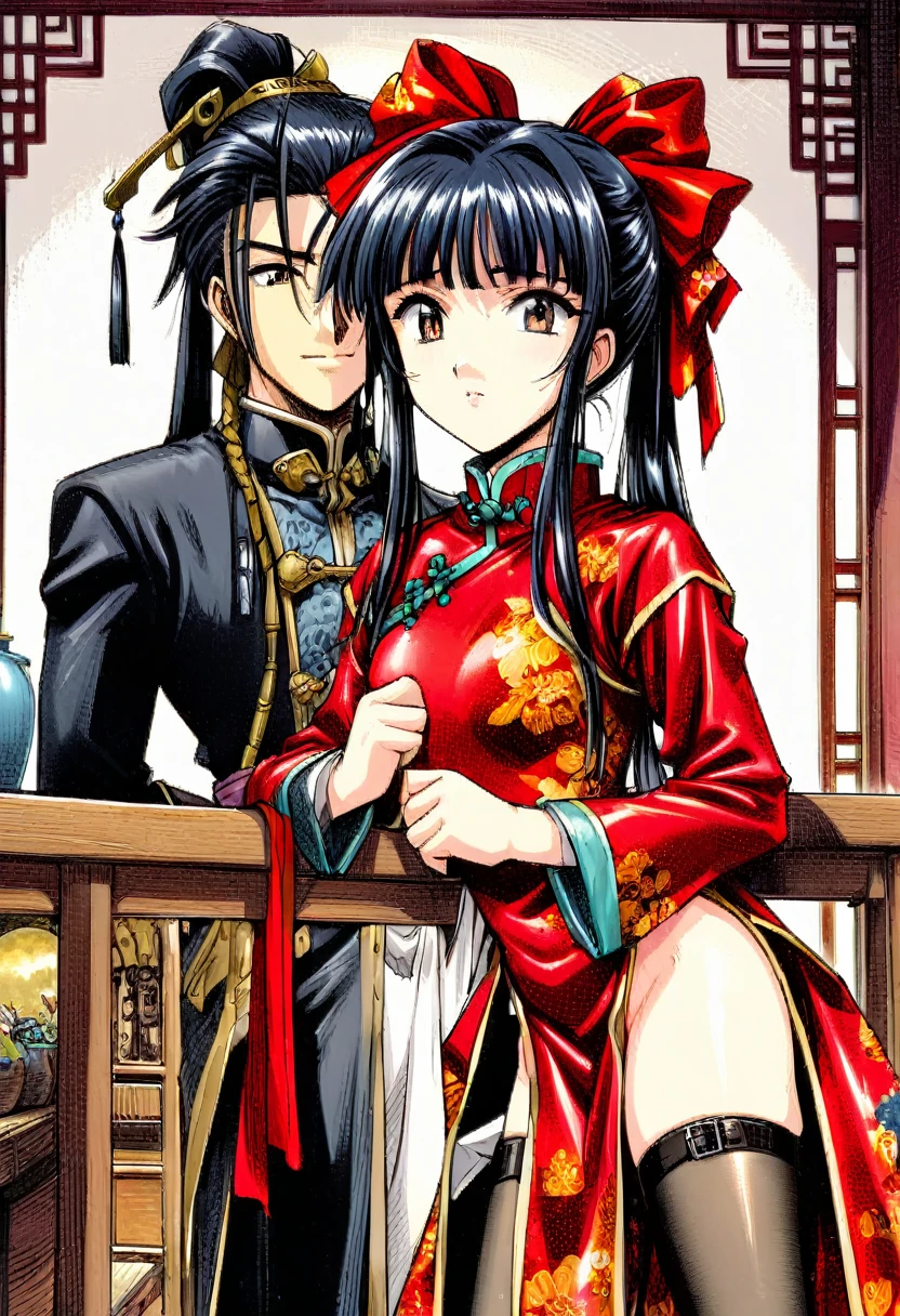 Beautiful girl Jinguji Sakura in long sleeve Chinese dress(1 person) Slave auctioned and pussy exposed
