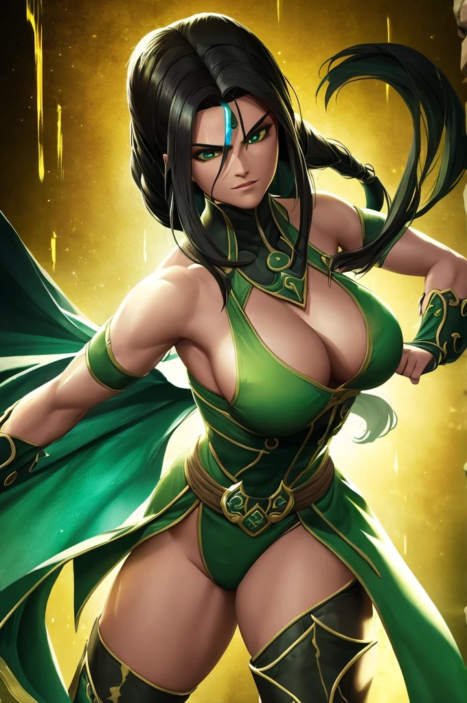 ((best quality)), ((masterpiece)), (detaile
JADE DEL JUEGO MORTAL KOMBAT con la piel color negra y sin su máscara
