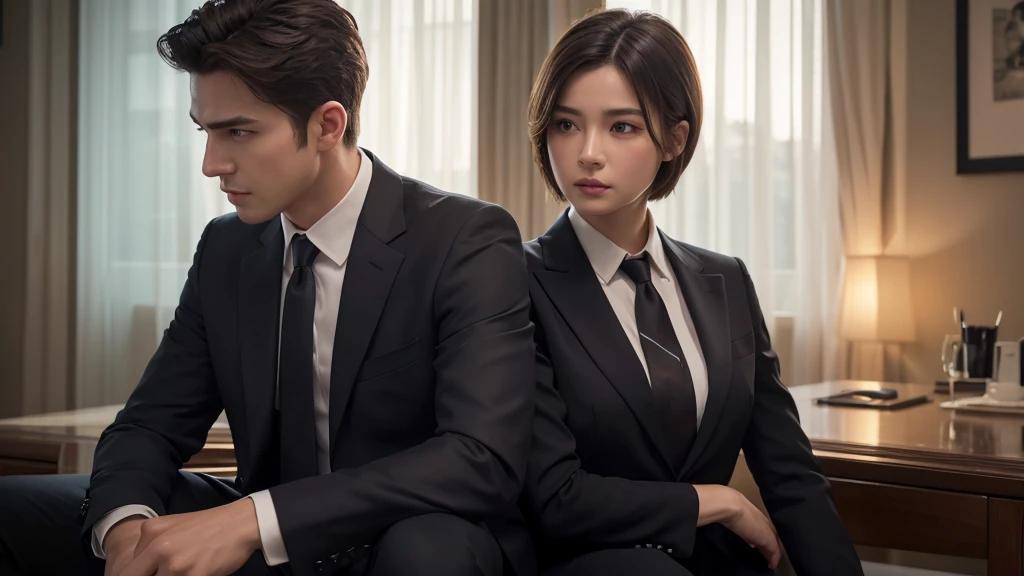 8k, Highest quality、masterpiece、Realistic、Super detailed、photo Realistic、hyperRealistic、Smoother lighting、Improving the lighting quality of movies、Realistic
lighting, Backlight、Brilliant、Improvement of quality、Highest qualityreal
texture skin,
Bright studio、Sitting、suit、business、Age 25、Cool face、short hair、tie、male