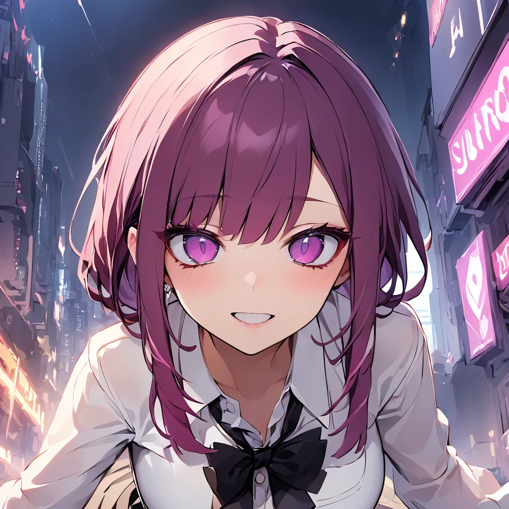 Kafka is a girl with short purple hair and purple eyes.,, score_9,_superior score_8_superior,