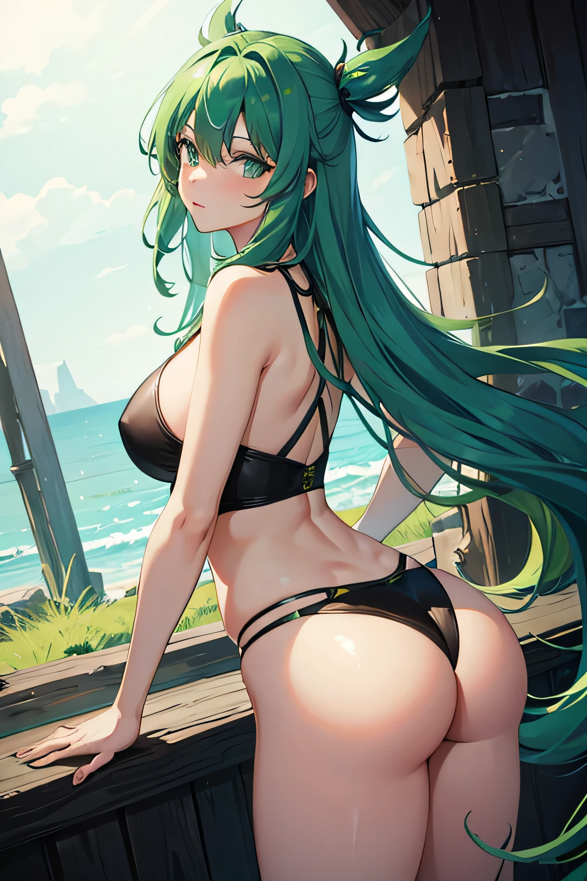Big ass green hair with eyes blue