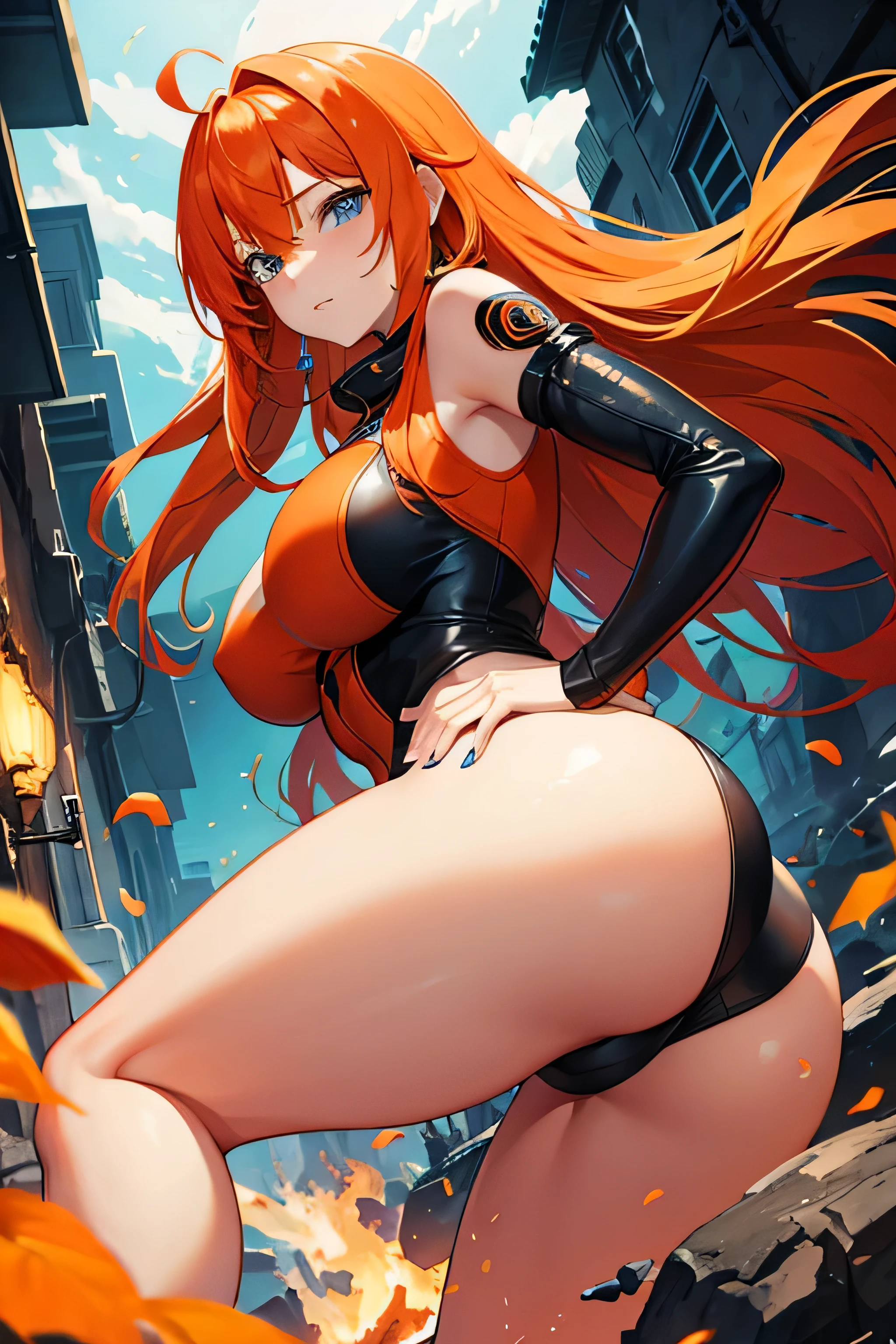 Big ass orange hair with eyes blue