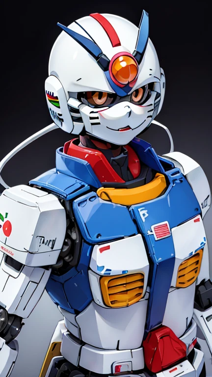 (8k),(masterpiece),(Japanese),(8-year-old boy),((innocent look)),((Childish)),From the front,smile,cute,Innocent,Kind eyes,Flat chest,blue helmet,white domino mask, white mask,Doraemon, bald,no Hair,cyberpunk Tokyo City,mecha,camisa, Ringo! style, superhero