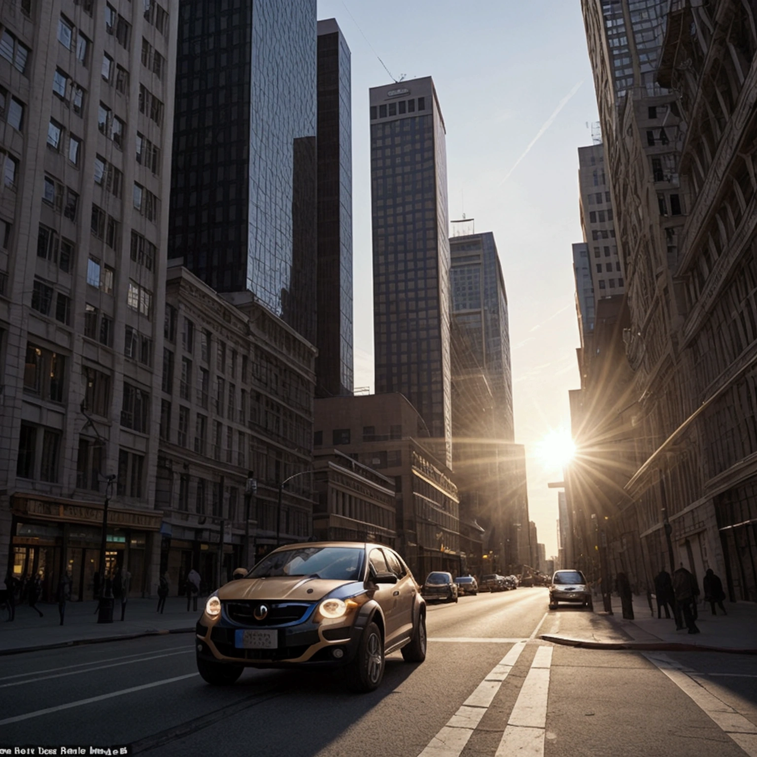 Amidst a bustling city, the main character is: resilient, resourceful, 
and determined, with warm color grading, during golden hour. 