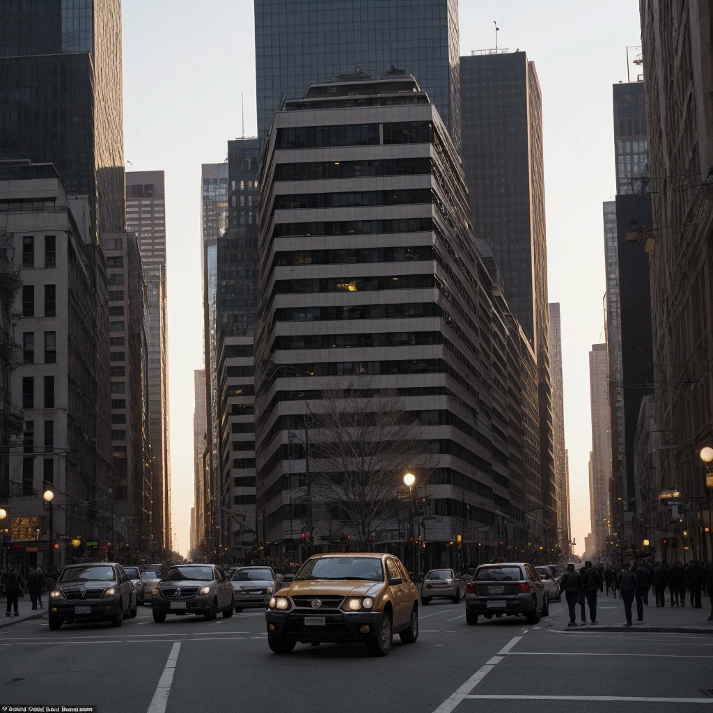 Amidst a bustling city, the main character is: resilient, resourceful,
and determined, with warm color grading, during golden hour.